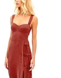 Perla Detail Midi Dress - Flame -FemmeFab Shop Perla Detail Midi Dress