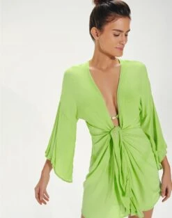 Perola Knot Short Cover Up - Lime 11 Perola Knot Short Cover Up - Lime -FemmeFab Shop PerolaKnotShortCoverUp detail