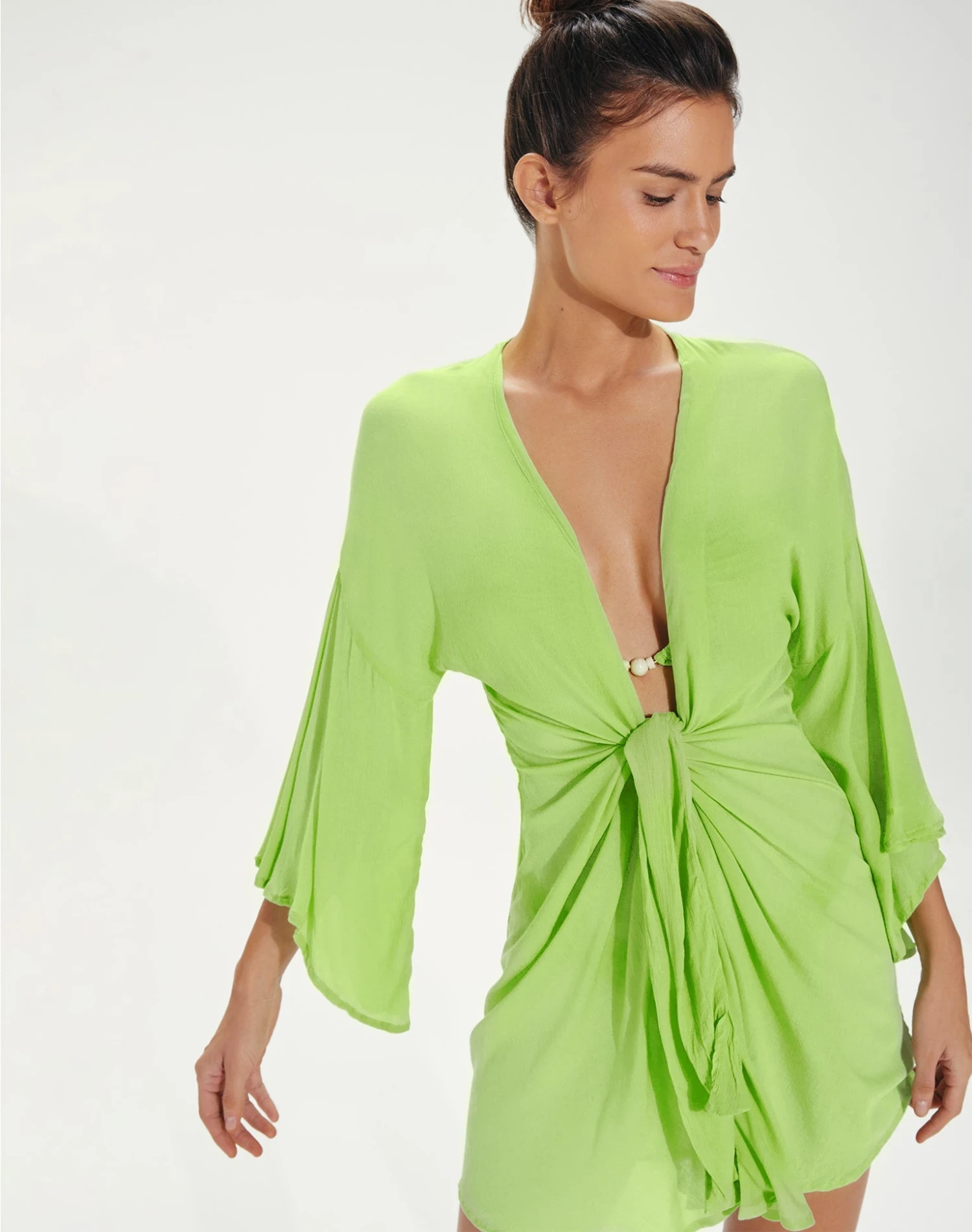 Perola Knot Short Cover Up - Lime 5 Perola Knot Short Cover Up - Lime - Image 3