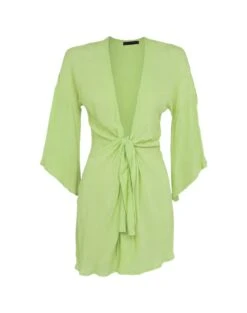 Perola Knot Short Cover Up - Lime 12 Perola Knot Short Cover Up - Lime -FemmeFab Shop PerolaKnotShortCoverUp flat