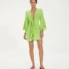 Perola Knot Short Cover Up - Lime 1 Perola Knot Short Cover Up - Lime -FemmeFab Shop PerolaKnotShortCoverUp front