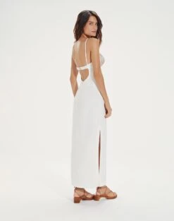 Phoebe Detail Long Dress - Off White 12 Phoebe Detail Long Dress - Off White -FemmeFab Shop PhoebeDetailLongDress back