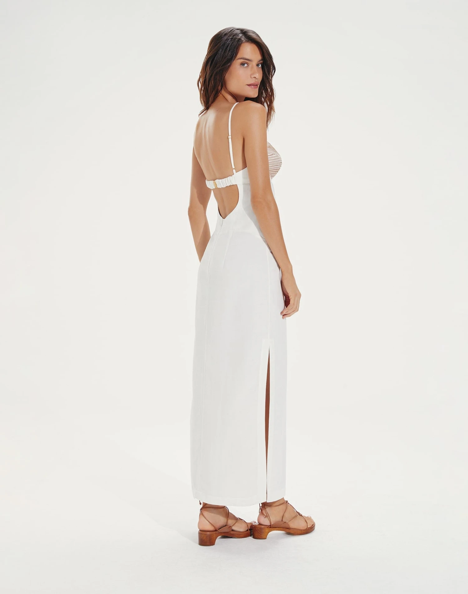 Phoebe Detail Long Dress - Off White 6 Phoebe Detail Long Dress - Off White - Image 4