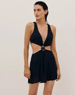 Rita Detail Short Cover Up - Black