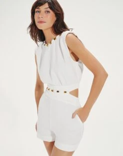 Riley Detail Mini Jumper - Off White -FemmeFab Shop RileyDetailMiniJumper detail