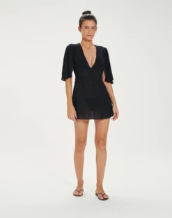 Malia Short Caftan - Black -FemmeFab Shop SEM REF4 1