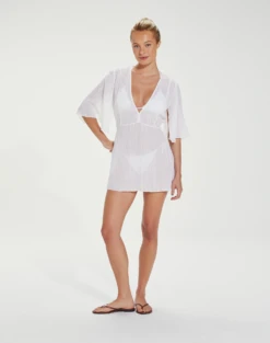 Malia Short Caftan - White -FemmeFab Shop SEM REF8 1 3