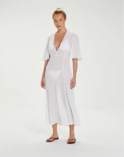 Long Malia Caftan - White