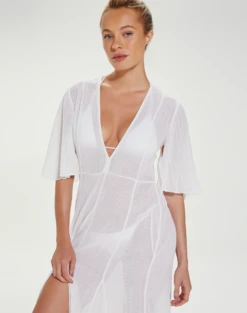Long Malia Caftan - White -FemmeFab Shop SEM REF9 3