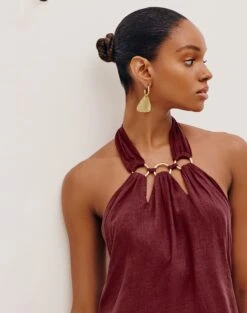 Susan Long Dress - Cranberry -FemmeFab Shop SUSANDETAILLONGDRESS DETAIL 1