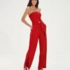 Serena Detail Jumpsuit - Red Pepper -FemmeFab Shop SerenaDetailJumpsuit front