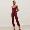 Tuane Jumpsuit - Cranberry 1 Tuane Jumpsuit - Cranberry -FemmeFab Shop TUANEDETAILJUMPSUIT FRONT