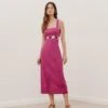 Tuane Midi Dress - Bubblegum 1 Tuane Midi Dress - Bubblegum -FemmeFab Shop TUANEDETAILMIDIDRESS FRONT