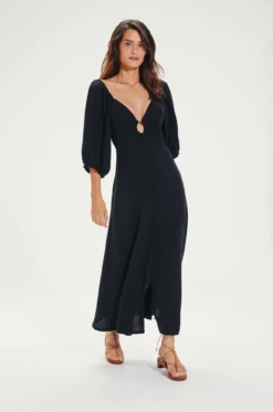 Rosa Midi Dress - Black -FemmeFab Shop VC232050 1 02a4cb25 7891 415c 8beb 4f8a2dc9b4e7