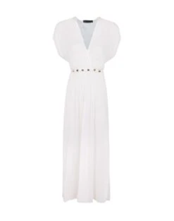 Yara Detail Long Cover Up - Off White 10 Yara Detail Long Cover Up - Off White -FemmeFab Shop YaraDetailLongCoverUp flat