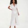 Yara Detail Long Cover Up - Off White -FemmeFab Shop YaraDetailLongCoverUp front