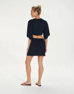 Zaila Detail Short Cover Up - Black -FemmeFab Shop ZailaDetailShortCoverUp back