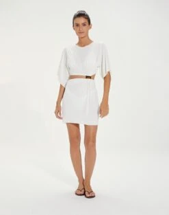 Zaila Detail Short Cover Up - Off White