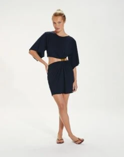 Zaila Detail Short Cover Up - Black -FemmeFab Shop ZailaDetailShortCoverUp front fd635082 4737 406a 8729 c691c940d669