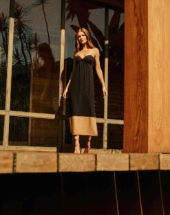 Iris Long Dress - Black -FemmeFab Shop black iris dress lifestyle