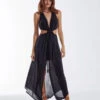 Nayara Detail Long Dress - Black -FemmeFab Shop black nayara dress