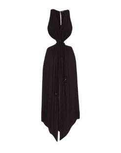 Nayara Detail Long Dress - Black -FemmeFab Shop black nayara dress flat