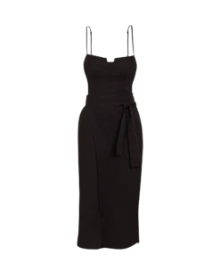 Yasmin Midi Dress - Black 8 Yasmin Midi Dress - Black -FemmeFab Shop black yasmin dress flat