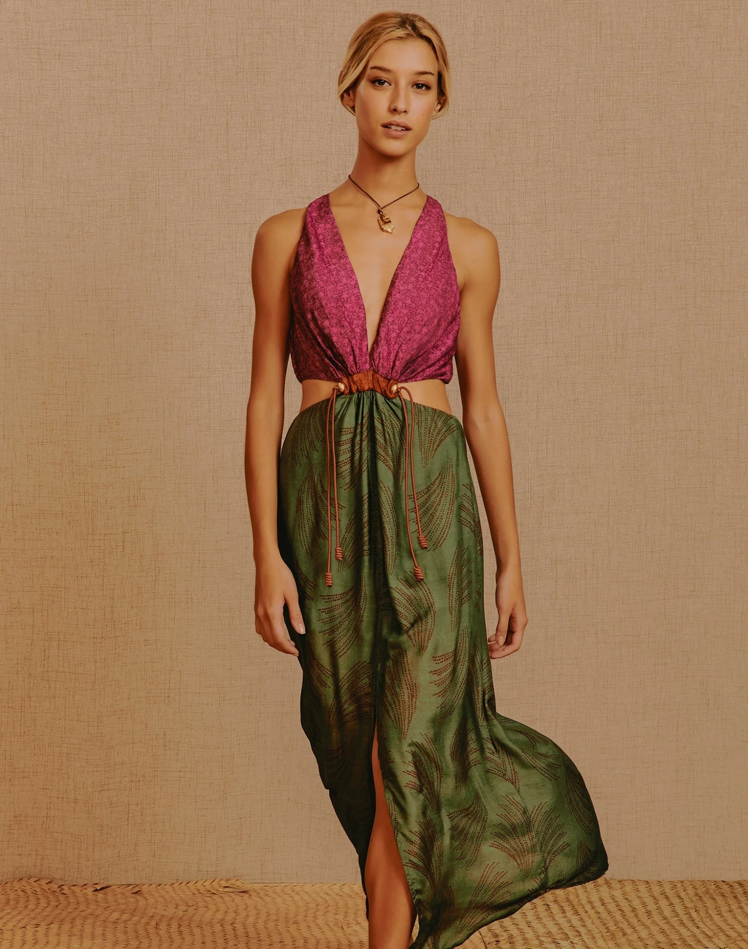 Nayara Detail Long Dress - Volpi Green 4 Nayara Detail Long Dress - Volpi Green - Image 2