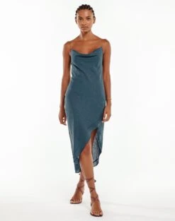 Surya Detail Long Dress - Blue Grey