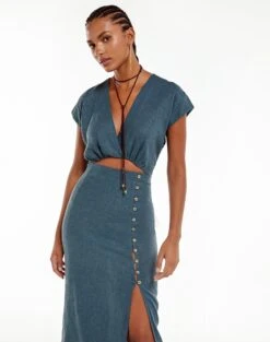 Suzana Midi Dress - Blue Grey 9 Suzana Midi Dress - Blue Grey -FemmeFab Shop blue grey suzana dress 2