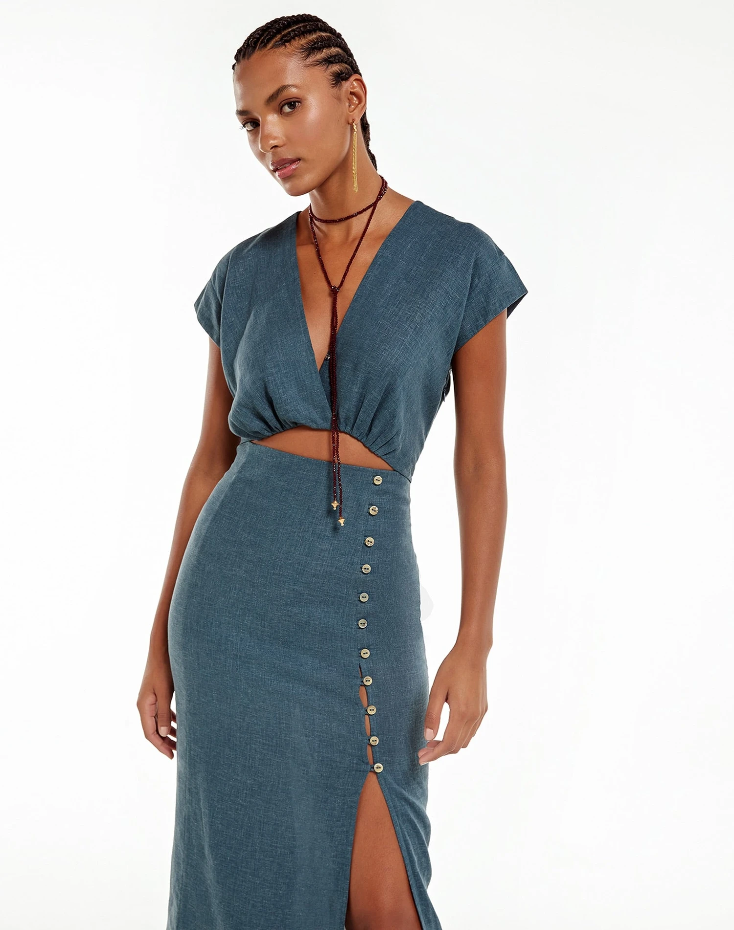 Suzana Midi Dress - Blue Grey 7 Suzana Midi Dress - Blue Grey - Image 5