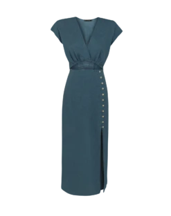 Suzana Midi Dress - Blue Grey 10 Suzana Midi Dress - Blue Grey -FemmeFab Shop blue grey suzana dress flat