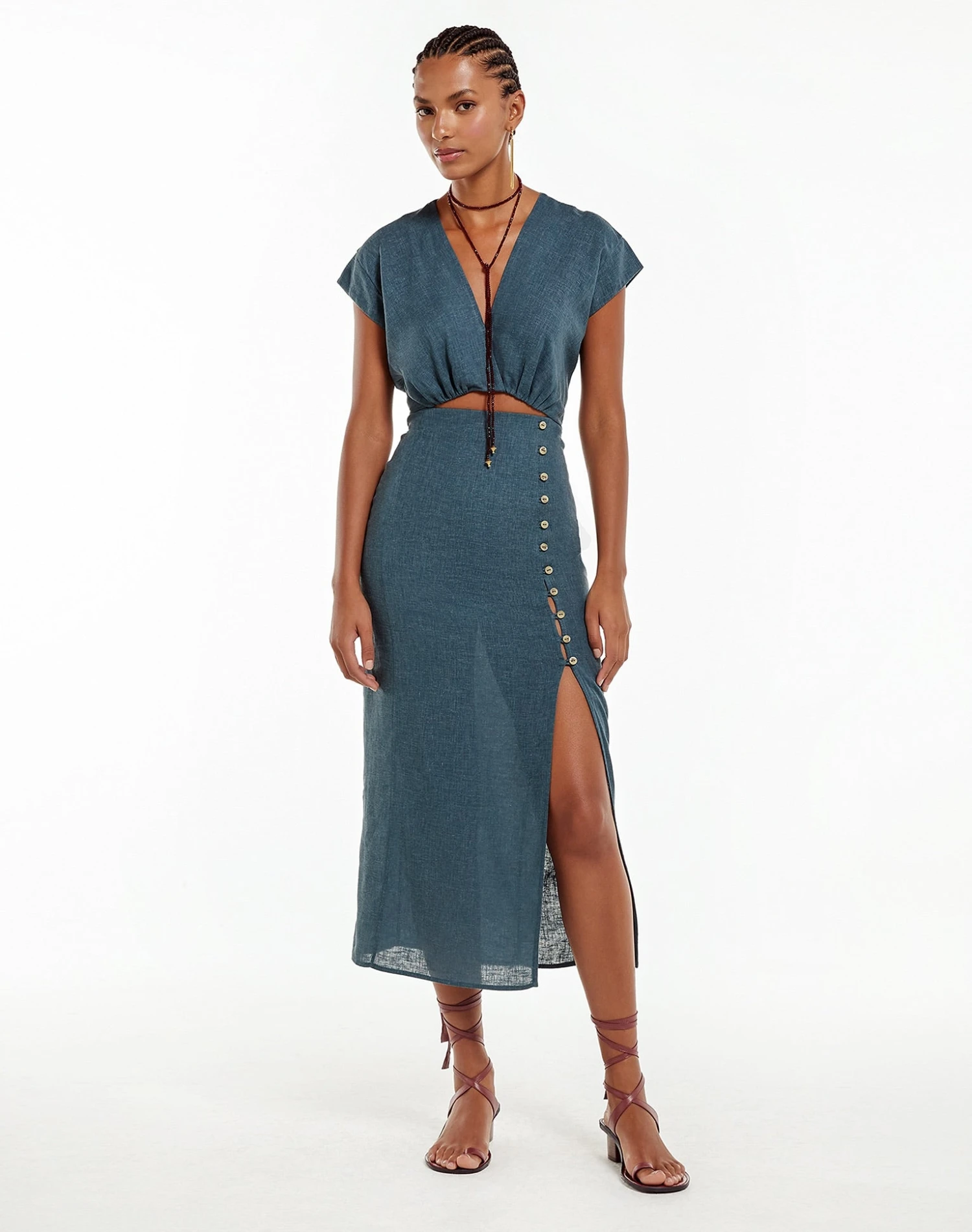 Suzana Midi Dress - Blue Grey 3 Suzana Midi Dress - Blue Grey