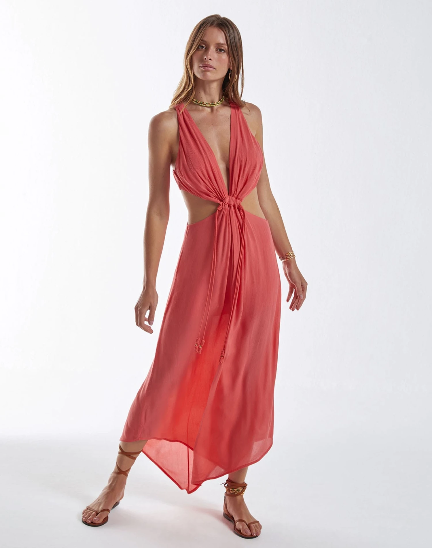 Nayara Detail Long Dress (final Sale) - Chilli 3 Nayara Detail Long Dress (final Sale) - Chilli