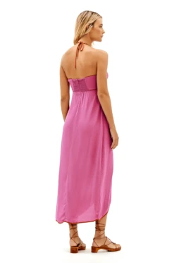 Melanie Detail Midi Dress - Lotus -FemmeFab Shop lotus melanie dress back