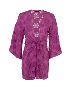 Embroidery Perola Knot Short Cover Up - Lotus -FemmeFab Shop lotus perola coverup flat