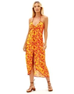 Melanie Detail Midi Dress (final Sale) - Lowana Mustard