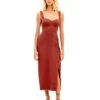 Perla Detail Midi Dress - Flame -FemmeFab Shop photo site