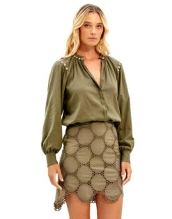 Edite Blouse - Pistachio 13 Edite Blouse - Pistachio -FemmeFab Shop pistachio edite blouse eyelet pam skirt