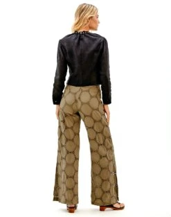 Eyelet Ester Pants - Pistachio -FemmeFab Shop pistachio eyelet ester pants back