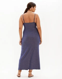 Lurex Marie Long Dress - Royal -FemmeFab Shop royal lurex marie dress back plus