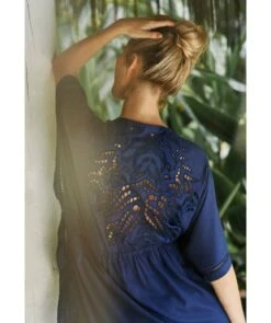 Embroidery Kimono - Indigo -FemmeFab Shop vix coverup indigo embroidery kimono 14801722048583